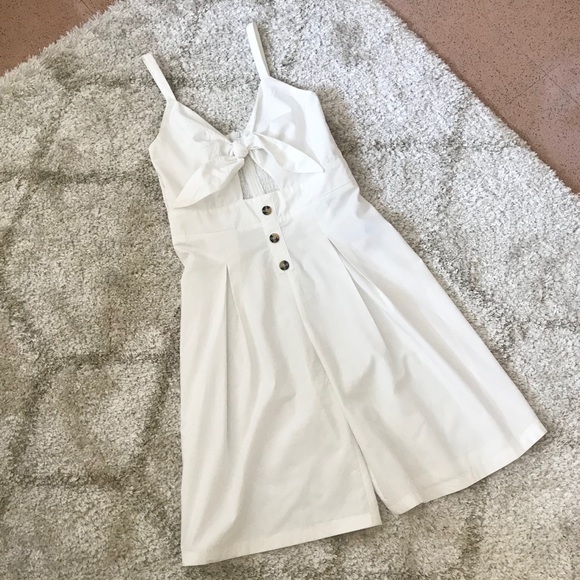 SHEIN Pants - White culotte romper with front tie